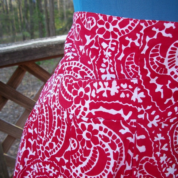 Tommy Hilfiger Red Paisley A - Line Skirt Size 2 - Picture 4 of 6